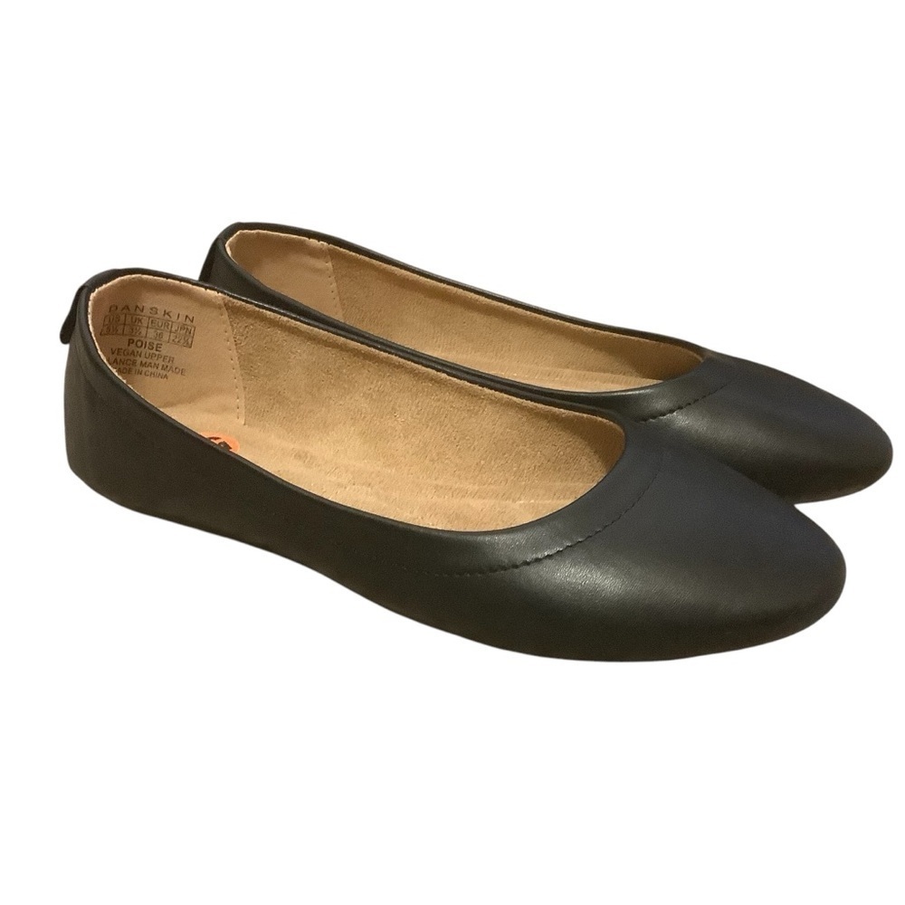 Danskin Poise Black Vegan Faux Leather Slip-On Ballet Flats/ Size 5.5